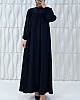 Düğmeli Robadan Elbise - Siyah