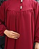 Düğmeli Robadan Medine İpeği Elbise - Kırmızı