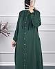 Düğmeli Tesettür Ferace - Zümrüt Yeşili