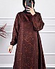 Ebru Desenli Uzun Tunik - Kahverengi