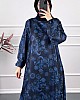 Ebru Desenli Uzun Tunik - Mavi