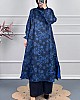 Ebru Desenli Uzun Tunik - Mavi