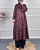 Ebru Desenli Uzun Tunik - Mürdüm