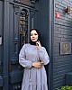 Eteği Fırfırlı Keten Kumaş Elbise - Gri