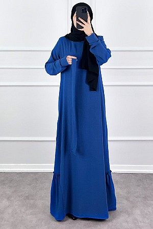 Eteği Fırfırlı Elbise - Mavi