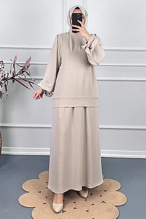 Tesettür Etekli Takım - Taş Tesettür Etekli Takım - Taş