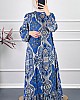Etnik Desen Viskon Elbise - Mavi Etnik Desen Viskon Elbise - Mavi