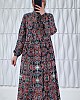 Etnik Desenli Pamuk Viskon Elbise - Bordo Etnik Desenli Pamuk Viskon Elbise - Bordo