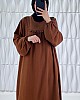 Fırfır Detaylı Ayrobin Kumaş Elbise - Kahverengi