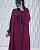 Fırfır Detaylı Ayrobin Kumaş Elbise - Mürdüm