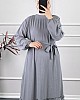 Fırfır Detaylı Elbise - Gri