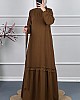 Fırfır Detaylı Elbise - Kahverengi