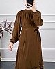 Fırfır Detaylı Elbise - Kahverengi