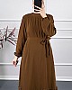 Fırfır Detaylı Elbise - Kahverengi
