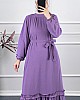 Fırfır Detaylı Elbise - Lila