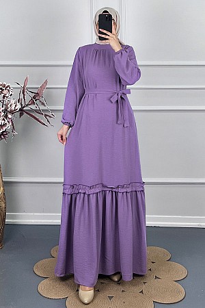 Fırfır Detaylı Elbise - Lila
