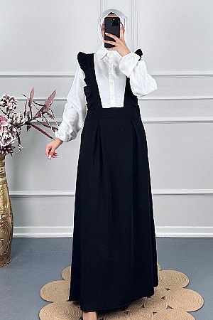 Fırfırlı Jile Elbise - Siyah Fırfırlı Jile Elbise - Siyah