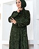 Fırfırlı Kadife Elbise - Yeşil Fırfırlı Kadife Elbise - Yeşil