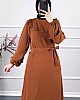 Fırfırlı Kuşaklı Elbise - Camel Fırfırlı Kuşaklı Elbise - Camel