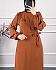 Fırfırlı Kuşaklı Elbise - Camel Fırfırlı Kuşaklı Elbise - Camel