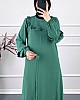 Fırfırlı Kuşaklı Elbise - Yeşil