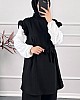 Fırfırlı Kuşaklı Tunik - Siyah
