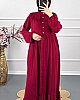 Fırfırlı Tesettür Elbise - Bordo