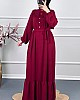 Fırfırlı Tesettür Elbise - Bordo