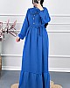 Fırfırlı Tesettür Elbise - Mavi