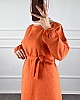 Fırfırlı Tüvit Elbise - Turuncu