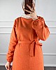Fırfırlı Tüvit Elbise - Turuncu