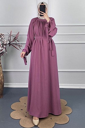 Fiyonk Detaylı Elbise - Gül Kurusu