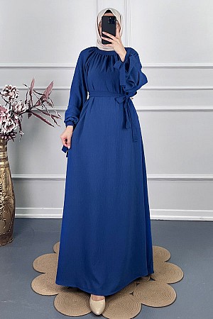 Fiyonk Detaylı Elbise - Mavi