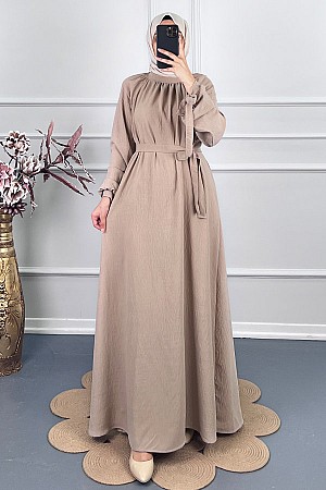 Fiyonk Detaylı Elbise - Taş