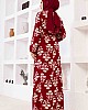 Floral Desenli Elbise - Bordo