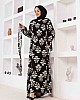 Floral Desenli Elbise - Siyah