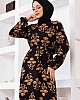 Floral Desenli Elbise - Vizon