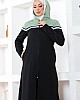 Garnili Fermuarlı Tesettür Takım - Siyah