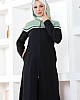 Garnili Fermuarlı Tesettür Takım - Siyah