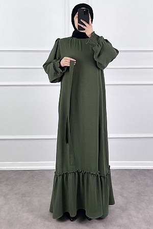 Gipeli Ayrobin Elbise - Haki