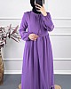 Güpür Detaylı Elbise - Lila