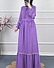 Güpür Detaylı Elbise - Lila