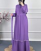 Güpür Detaylı Elbise - Lila