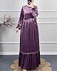 Güpür Detaylı Kadife Elbise - Mor