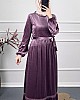 Güpür Detaylı Kadife Elbise - Mor
