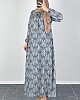 Hindiba Desenli Ferace Elbise - Füme