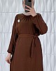 İnci Broşlu Elbise - Kahverengi İnci Broşlu Elbise - Kahverengi