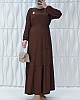 İnci Broşlu Elbise - Kahverengi İnci Broşlu Elbise - Kahverengi