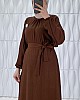İnci Broşlu Elbise - Kahverengi İnci Broşlu Elbise - Kahverengi