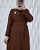 İnci Broşlu Elbise - Kahverengi İnci Broşlu Elbise - Kahverengi